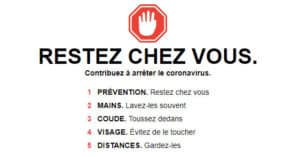 RESTEZ CHEZ VOUS. Contribuez à arrêter le coronavirus.