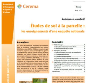 CEREMA : Assainissement non collectif - Études de sol à la parcelle : les enseignements d’une enquête nationale.