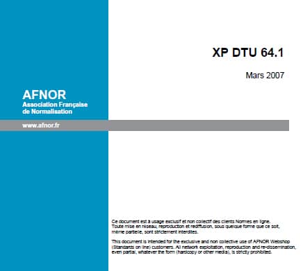 Etude Assainissement NOUVEAU DTU 64-1.La dernière version datait de Mars 2007